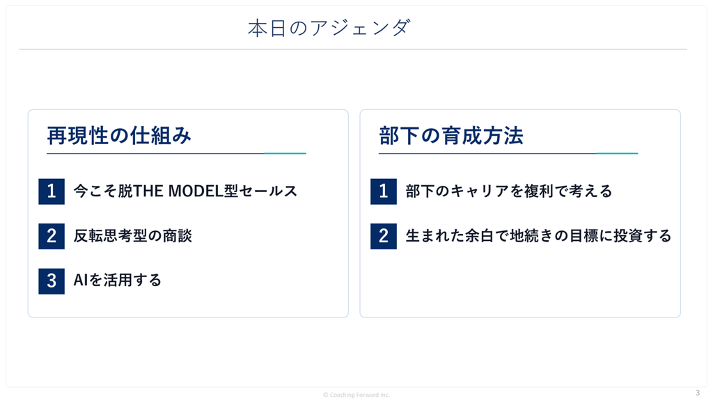 THEMODEL型を脱却し、再現性を作ることが大事
